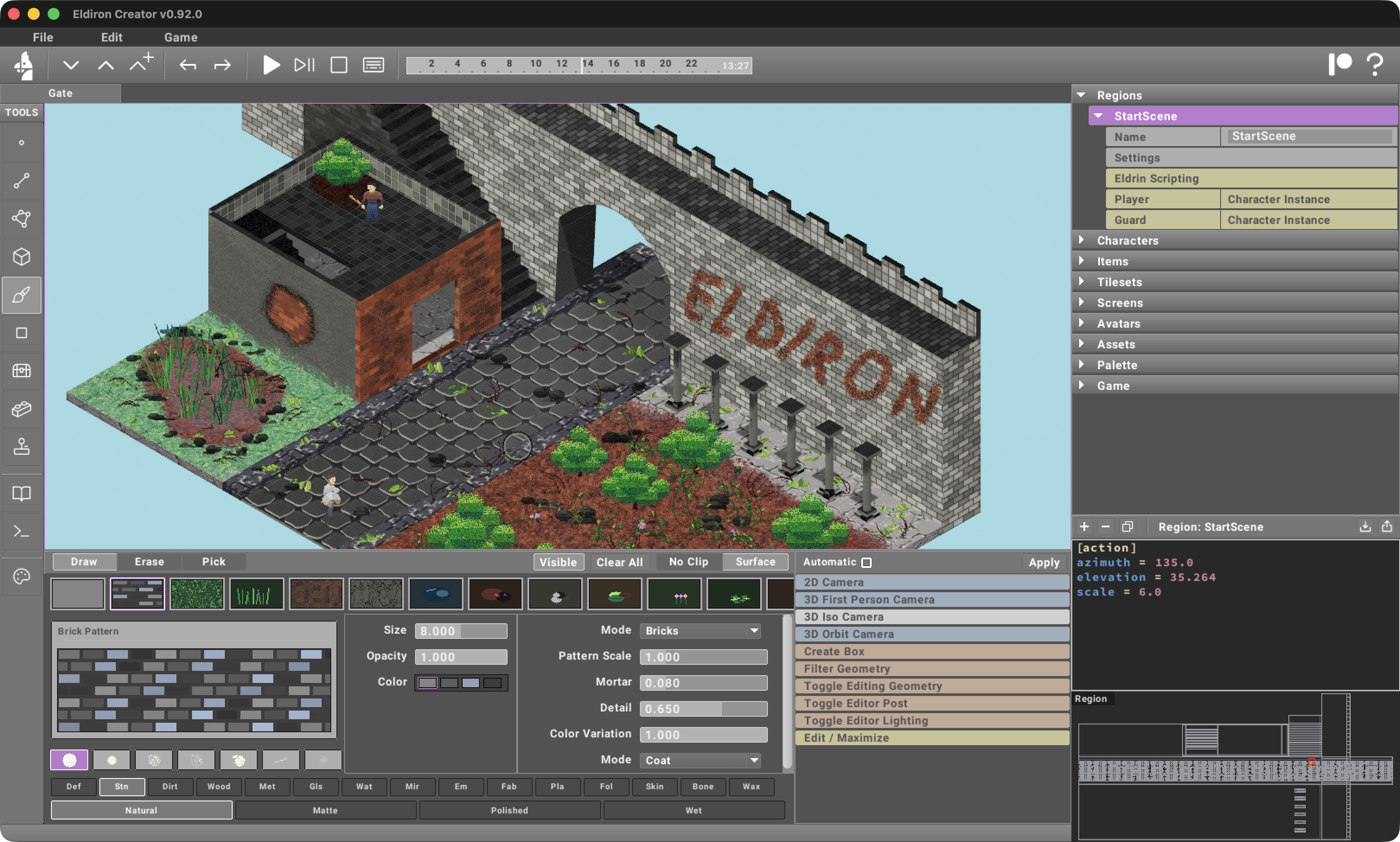 Eldiron v0.92.0 3D painting in the Gate project