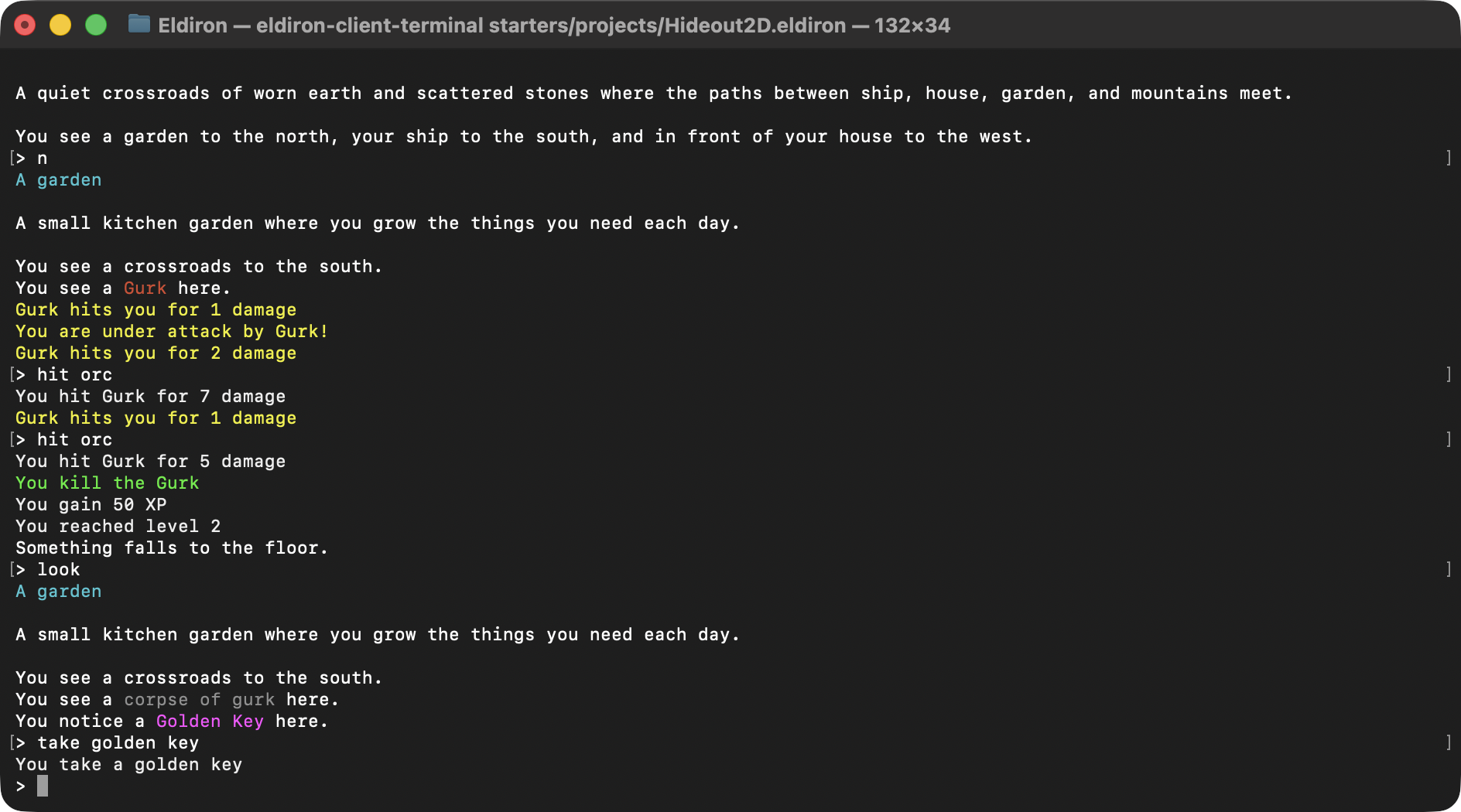 Eldiron text-based play screenshot